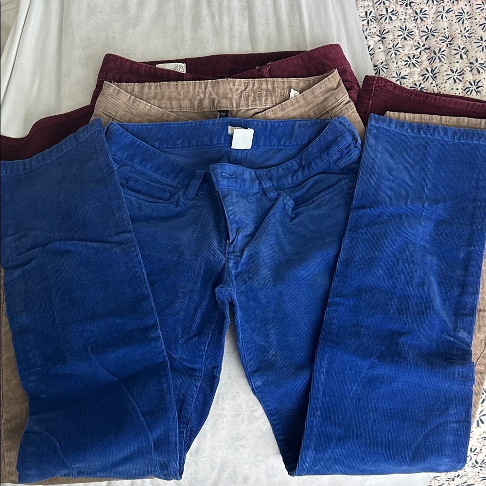 GAP Corduroy Pants Trio - Burgundy, Tan, Blue